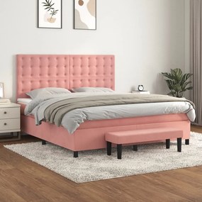 Giroletto A Molle Con Materasso Rosa 160x200 Cm İn Velluto /