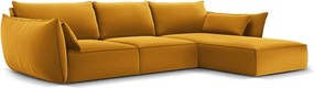 Divano angolare color senape (con penisola a destra/con chaise lounge) con rivestimento in velluto Vanda – Mazzini Sofas