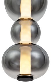 Lampada a sospensione Art Déco nera con vetro fumé e trasparente 3 luci con LED - Lizzy