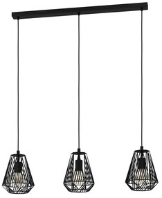 Lampadario A Sospensione Vintage Stype Acciaio Nero 3 Luci E27