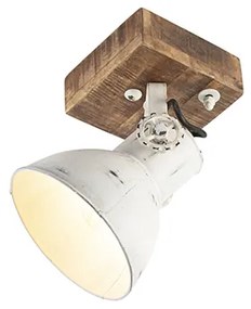 Faretto industriale bianco con legno di mango 18 cm - Mangoes