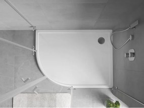 Mexen Flow piatto doccia semicircolare asimmetrico slim destro 90 x 80 cm, bianco lucido - 46Q108090R