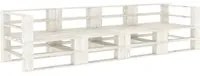 Divano da Giardino su Pallet Bianco a 4 Posti in Legno cod mxl 68125