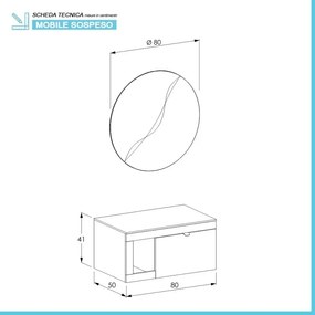Mobile bagno portalavabo sospeso 80 cm miele con top portoro Maya