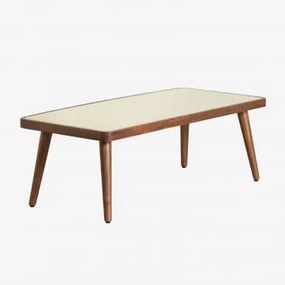 Tavolino Marilia in cemento e legno di acacia Tapioca Beige & 110 x - Sklum