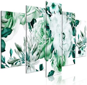 Quadro Rose Composition (5 Parts) Wide Green  Colore Bianco, Dimensioni e Misure 100x50