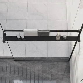 Mensola Doccia A Parete Per Doccia Walk-in Nera 80 Cm Alluminio /