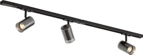 Sistema di illuminazione a binario moderno nero con 3 faretti monofase - Iconic Lloyd