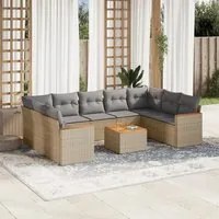 Set Divano da Giardino 10 pz con Cuscini Beige Misto Polyrattan 3226283