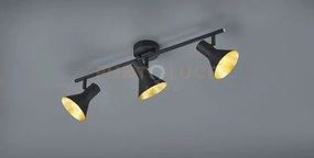Nina barra 3 spots attacco e14 diffusori metallo nero + oro 58cm