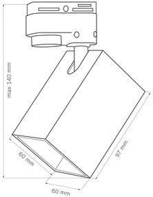 Faretto per sistema a binario SQUARE 3xGU10/10W/230V + 1 m rotaia sistema