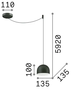 Sospensione Industrial-Minimal Tall Metallo Bianco 1 Luce E27