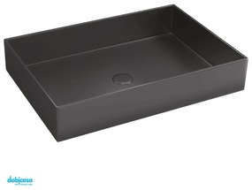 Lavabo D'Appoggio "Saturn" Da 55x38 Cm Finitura Gun Metal C/Piletta Click-Clack