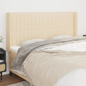Testiera Ad Orecchio Crema 203x23x118/128 Cm İn Tessuto /
