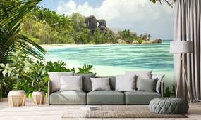 Carta da parati autoadesiva – Spiaggia meravigliosa sull'isola di La Digue