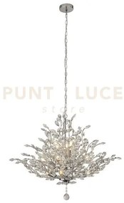 Bouquet 11lt pendente - metallo cromato e cristallo