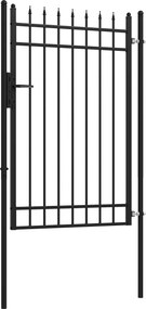 Cancello da Giardino di Sicurezza con Serratura 107x204 cm in Acciaio Zincato Nero...