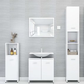 Set mobili da bagno 4 pz bianco in legno multistrato