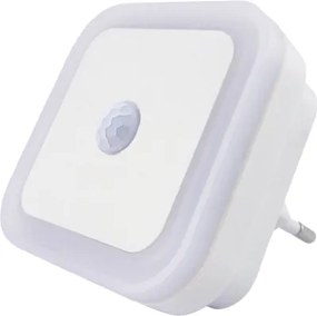 Luce notturna LED con sensore, 0,5 W, 230 V, bianca