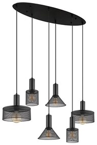 Globo 15648-6H - Lampadario a cavo JEDD 6xE27/60W/230V nero