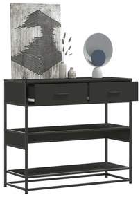 Tavolino Consolle Nero 90x35x80 Cm İn Legno Multistrato /