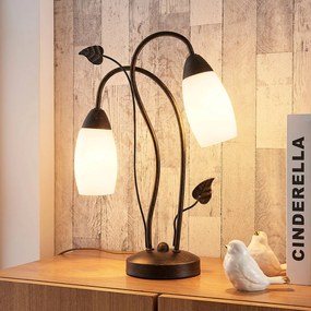 Lampada da tavolo Stefania Lindby, Marrone / Ruggine, Soggiorno / Sala da pranzo, Vetro, Antico, Lampada da tavolo