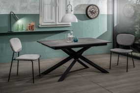 Tavolo rettangolare allungabile 90x140/190 Cemento grigio con gambe incrociate nere - Pulse