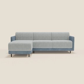Narciso divano letto angolare con materasso alto 18 cm e penisola contenitore in tessuto bicolore impermeabile T11 e T06