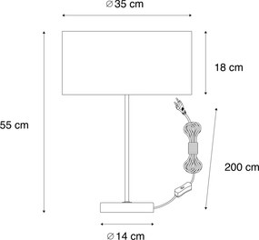 Lampada da Tavolo Ottone con Paralume in Velluto Verde Ovale 35cm - Simplo