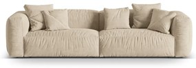 Divano componibile beige con rivestimento in velluto 320 cm Martina – Micadoni