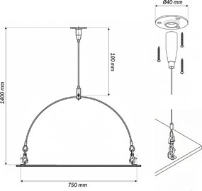 Kit di Sospensione a Y per Pannelli LED 4 Cavi