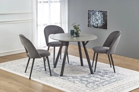 Set tavolo rotondo Balrog ø100 cm + 3 sedie K384 grigio velluto K384