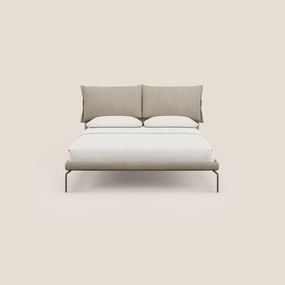 Bice letto imbottito con cuscini e piedi alti in metallo in tessuto impermeabile T02