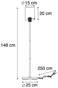 Lampada da terra di design nera con vetro fumé - Dome