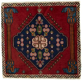 Shiraz Tappeto 70 x 60 Rosso (Iran) Annodato A Mano