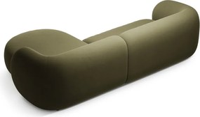 Divano angolare verde (con penisola a destra/con chaise lounge) con rivestimento in velluto Kate – Micadoni