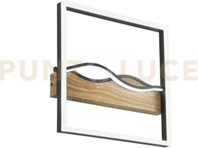Plafoniera led hawaii quadrata nera e legno 40w 5120lm cct 3000k 40...