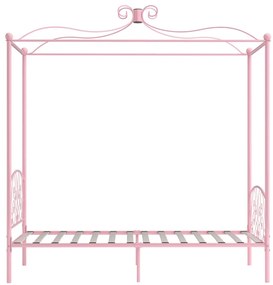 Letto a baldacchino rosa in metallo 90x200 cm