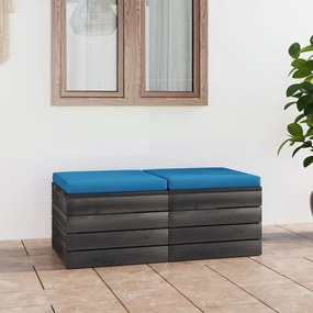 Pouf da giardino su pallet 2 pz con cuscini in massello di pino