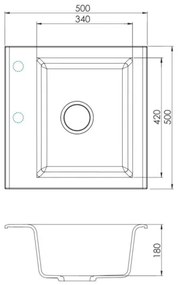ALVEUS 1149111 - Lavello della cucina GEM 50x50 cm granito/beige