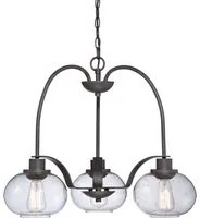 Lampadario Industrial Trilogy Metallo Bronzo Antico 3 Luci E27 3 Diffusori