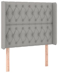 Testiera ad orecchio grigio chiaro 93x16x118/128 cm in tessuto