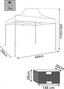 Gazebo Party 3x4,5 m in Alluminio Bianco...
