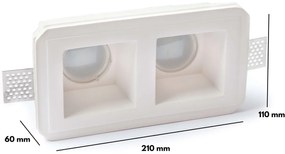 Portafaretto GU10 e MR16 in Gesso Pitturabile Rettangolare 118x213mm per Doppia Lampadina