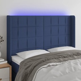 Testiera A Led Blu 147x16x118/128 Cm İn Tessuto /
