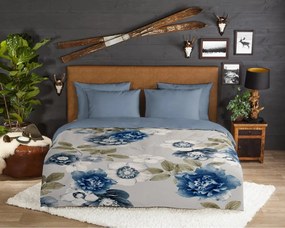 Set lenzuola letto singola in flanella blu-grigio 140x200 cm Gabin - Good Morning