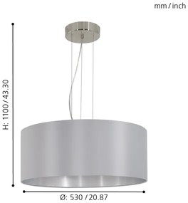 Eglo 31606 - Lampadario a cavo MASERLO 3xE27/60W/230V