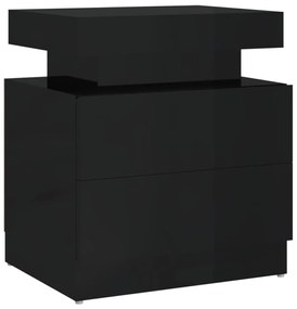 Comodino nero lucido 45x35x52 cm in legno multistrato