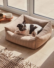Kave Home - Cuccia piccola Toby a righe e pelo marrone 60 x 60 cm