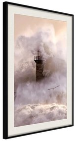 Poster  Lighthouse During a Storm  Cornice Quadri Cornice nera con pass-partout, Larghezza x Altezza Home decor 30x45